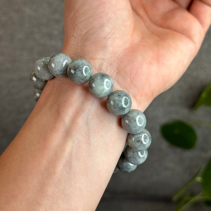 Black-Grey Jadeite Jade Bracelet Size 13.5 mm