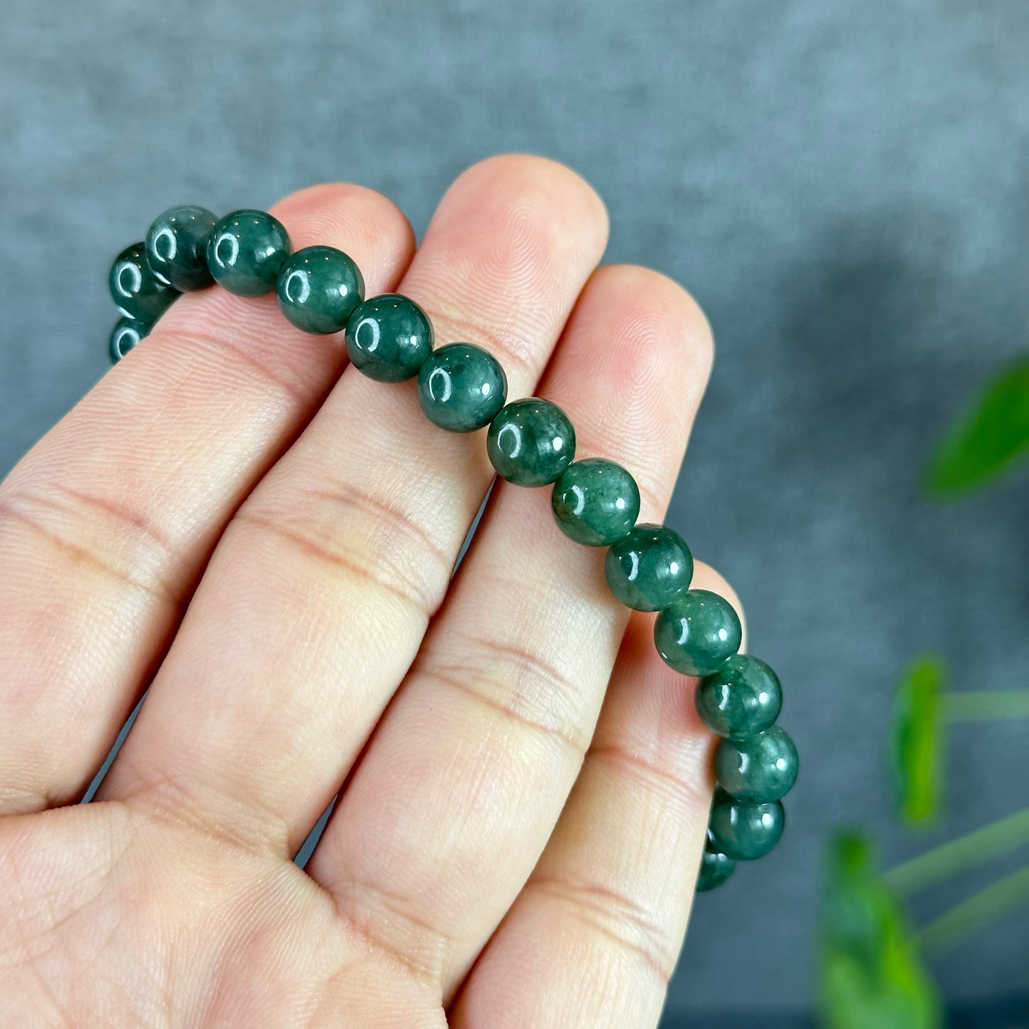 Water Green Natural Jadeite Jade Bracelet Size 7.6 mm