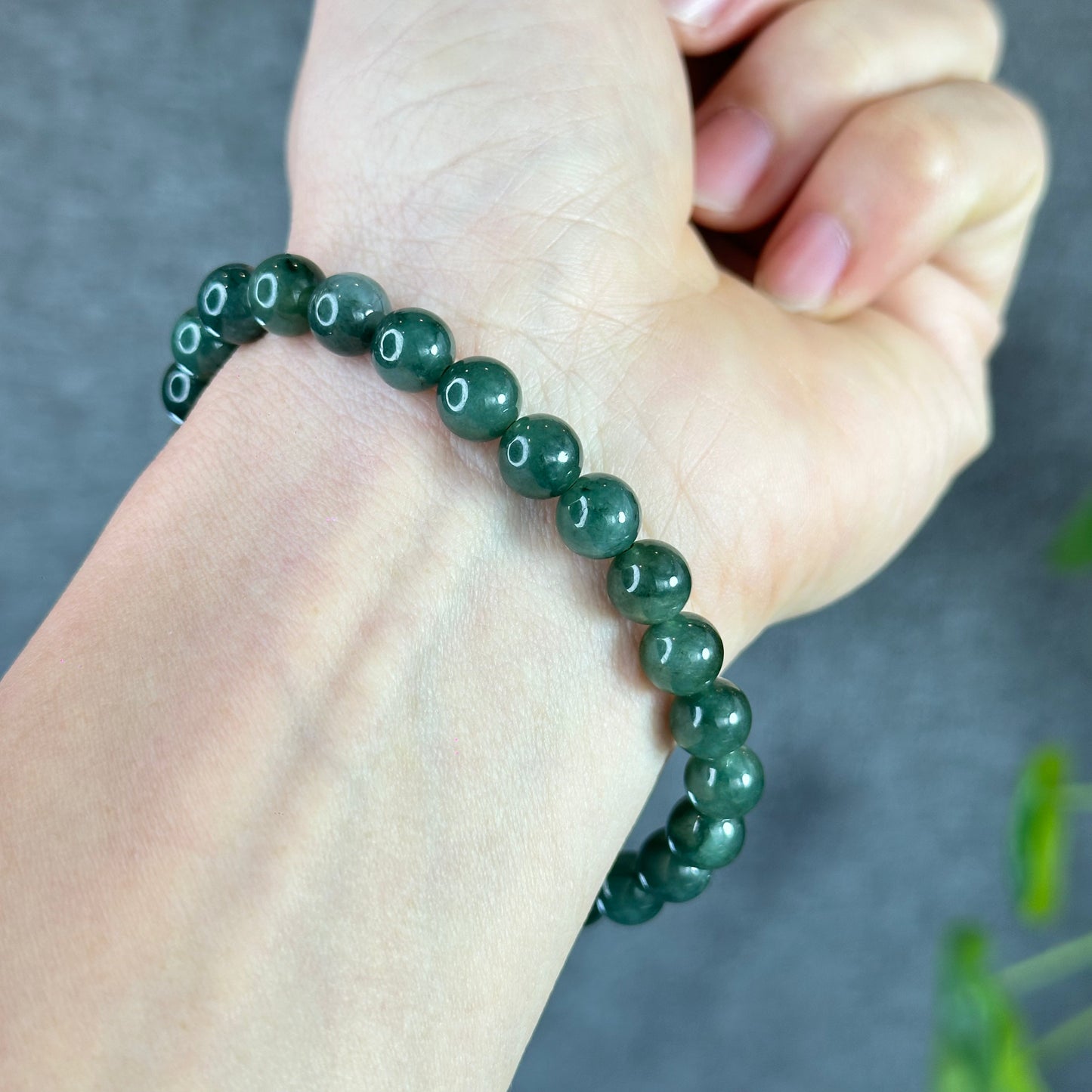 Water Green Natural Jadeite Jade Bracelet Size 7.6 mm