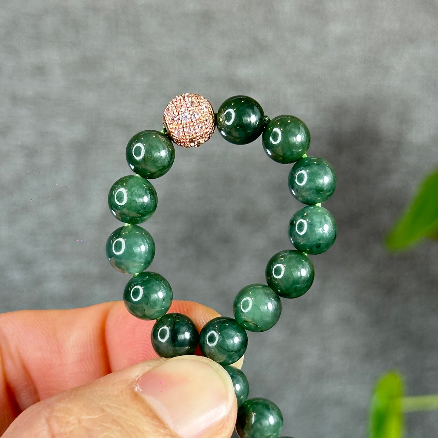 Water Green Natural Jadeite Jade Bracelet Size 7.6 mm