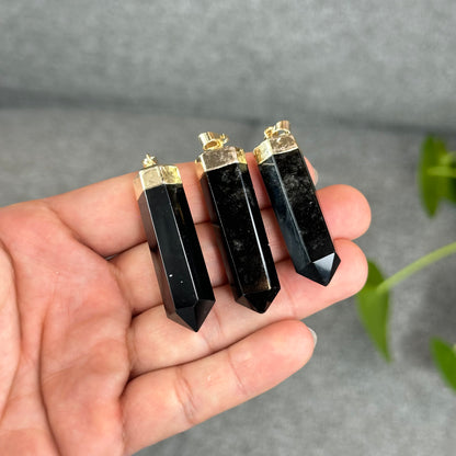 Natural Black Obsidian Double Terminated Pendant