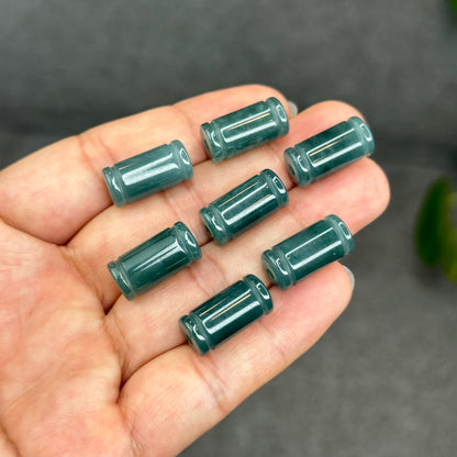 Natural Water Green Color Semi-Translucent Type A Jadeite Jade Lu Thong Charm Size 17.5 mm by 8.8 mm