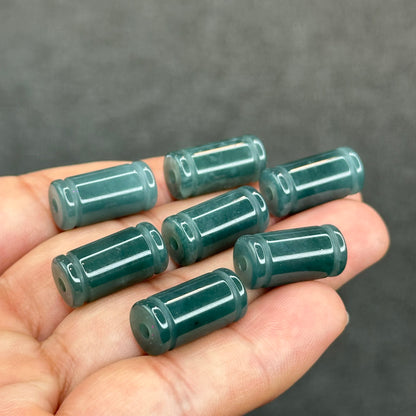 Natural Water Green Color Semi-Translucent Type A Jadeite Jade Lu Thong Charm Size 17.5 mm by 8.8 mm