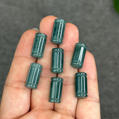 Natural Water Green Color Semi-Translucent Type A Jadeite Jade Lu Thong Charm Size 17.5 mm by 8.8 mm