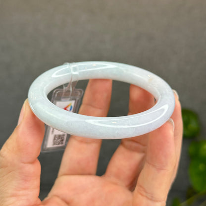 Natural Semi-Translucent Light Green with Touch of Light Taro Purple Type A Jadeite Jade Bangle Chopstick Style Size 56.4 mm