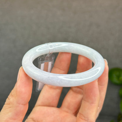 Natural Semi-Translucent Light Green with Touch of Light Taro Purple Type A Jadeite Jade Bangle Chopstick Style Size 56.4 mm