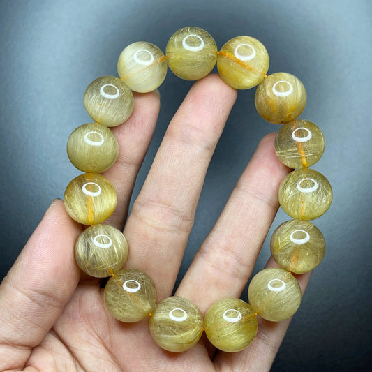 Natural Golden Rutilated Quartz Bracelet Size 15 mm