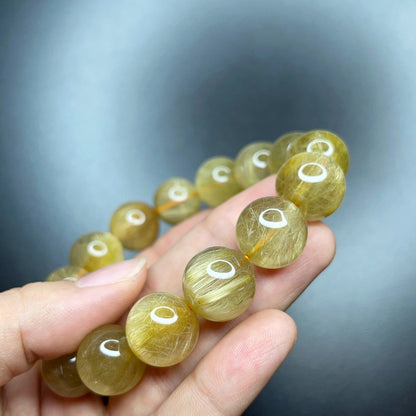 Natural Golden Rutilated Quartz Bracelet Size 15 mm