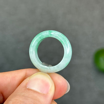 Natural Semi-Translucent Apple Green Type A Jadeite Jade Ring Size 1.73