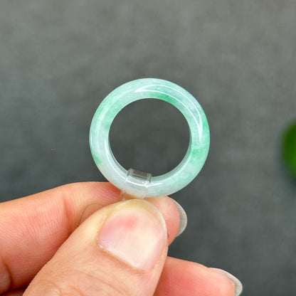 Natural Semi-Translucent Apple Green Type A Jadeite Jade Ring Size 1.73