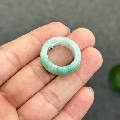 Natural Semi-Translucent Apple Green Type A Jadeite Jade Ring Size 1.73