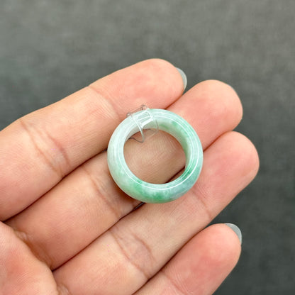 Natural Semi-Translucent Apple Green Type A Jadeite Jade Ring Size 1.73