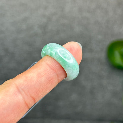 Natural Semi-Translucent Apple Green Type A Jadeite Jade Ring Size 1.73
