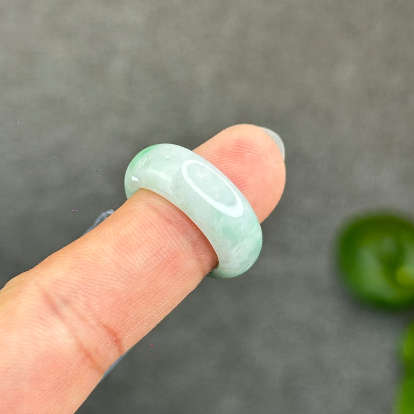 Natural Semi-Translucent Apple Green Type A Jadeite Jade Ring Size 1.73