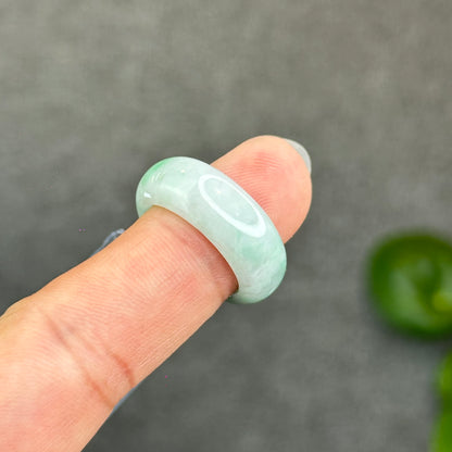 Natural Semi-Translucent Apple Green Type A Jadeite Jade Ring Size 1.73