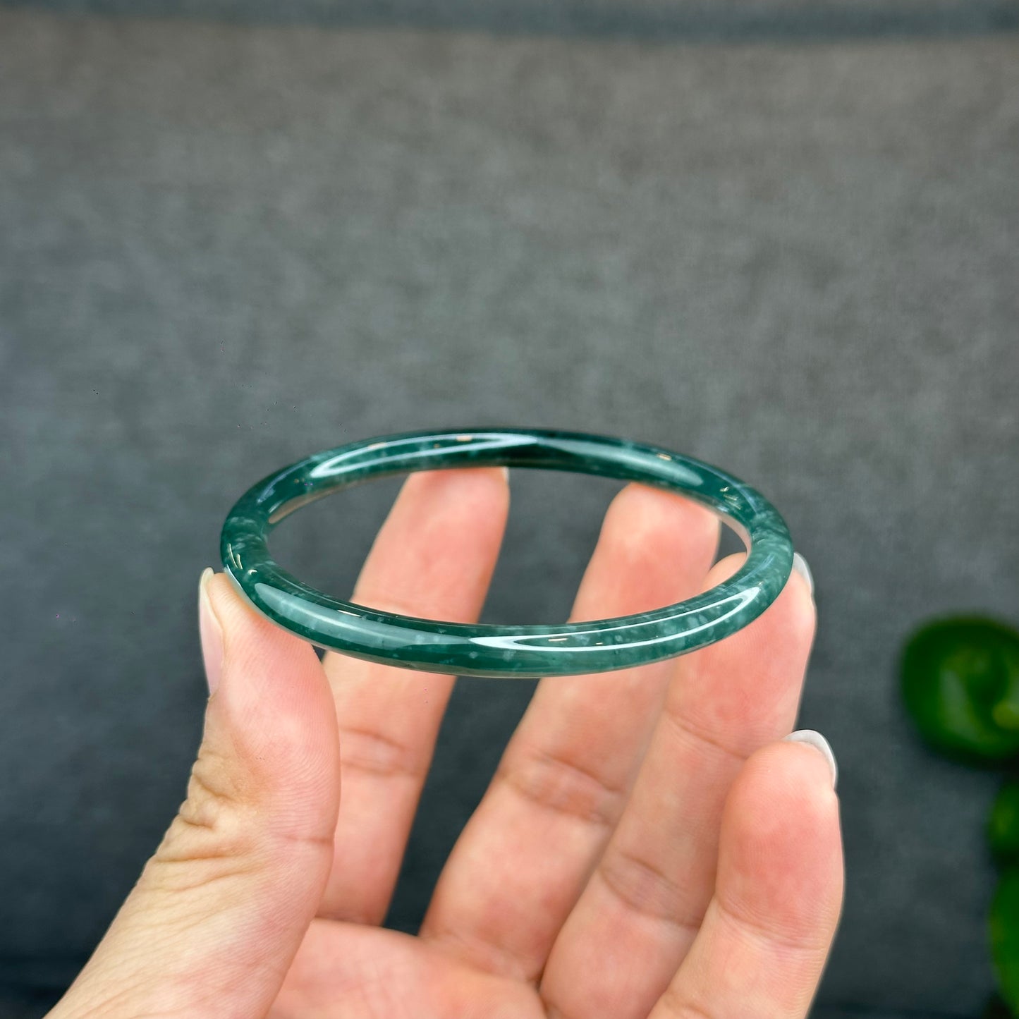 Natural Green Jadeite Jade Type A Bangle Chopstick Style Size 58 mm