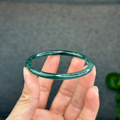 Natural Green Jadeite Jade Type A Bangle Chopstick Style Size 58 mm