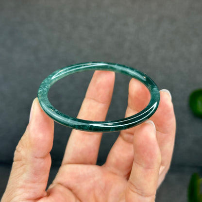Natural Green Jadeite Jade Type A Bangle Chopstick Style Size 58 mm