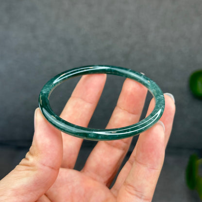 Natural Green Jadeite Jade Type A Bangle Chopstick Style Size 58 mm