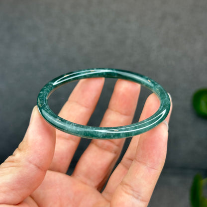 Natural Green Jadeite Jade Type A Bangle Chopstick Style Size 58 mm