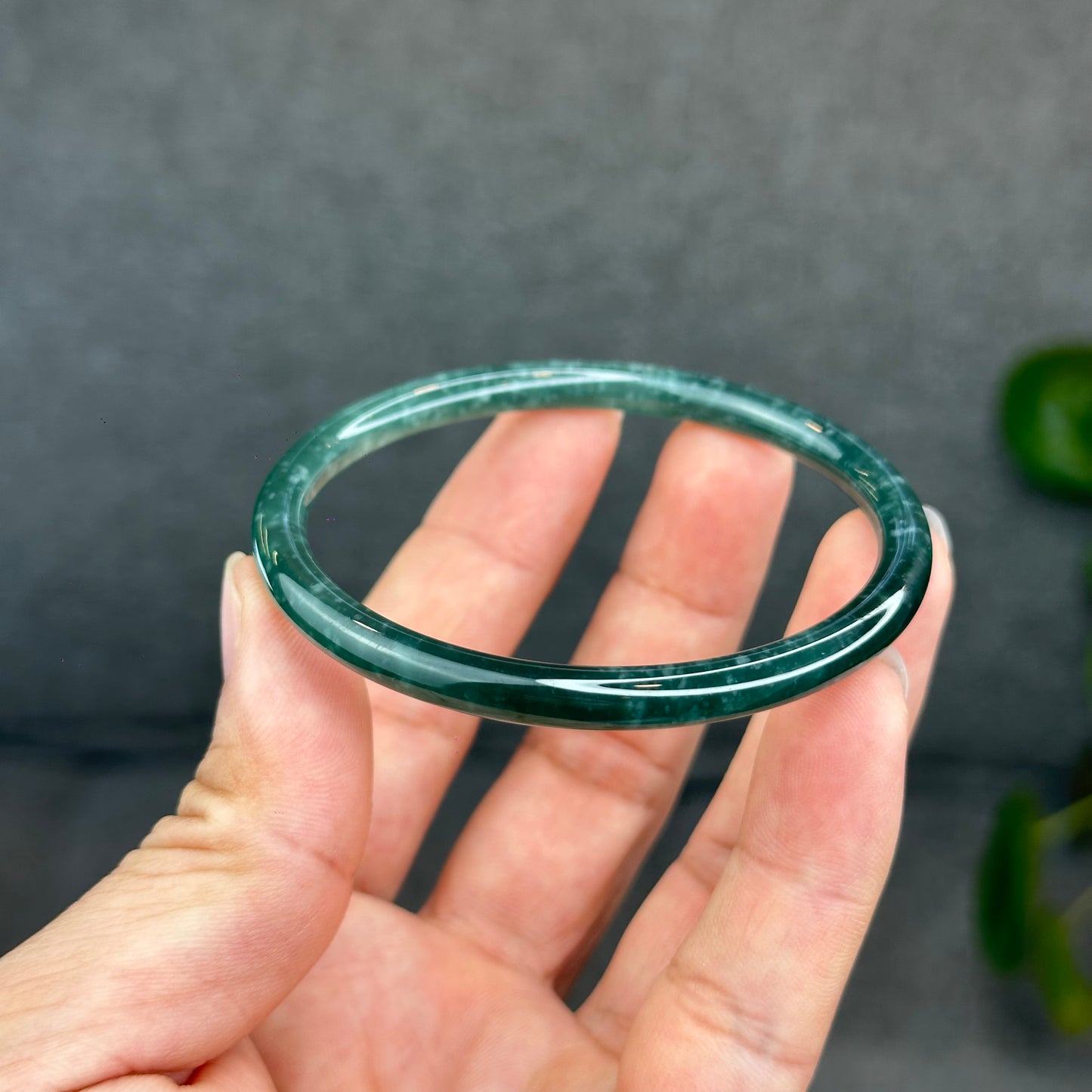 Natural Green Jadeite Jade Type A Bangle Chopstick Style Size 58 mm