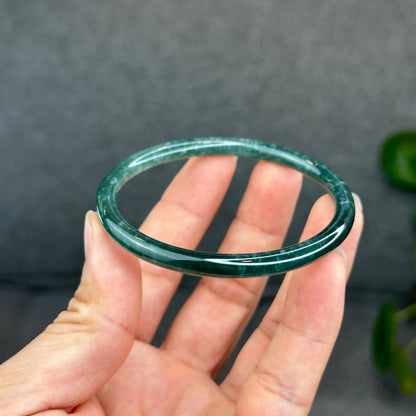Natural Green Jadeite Jade Type A Bangle Chopstick Style Size 58 mm