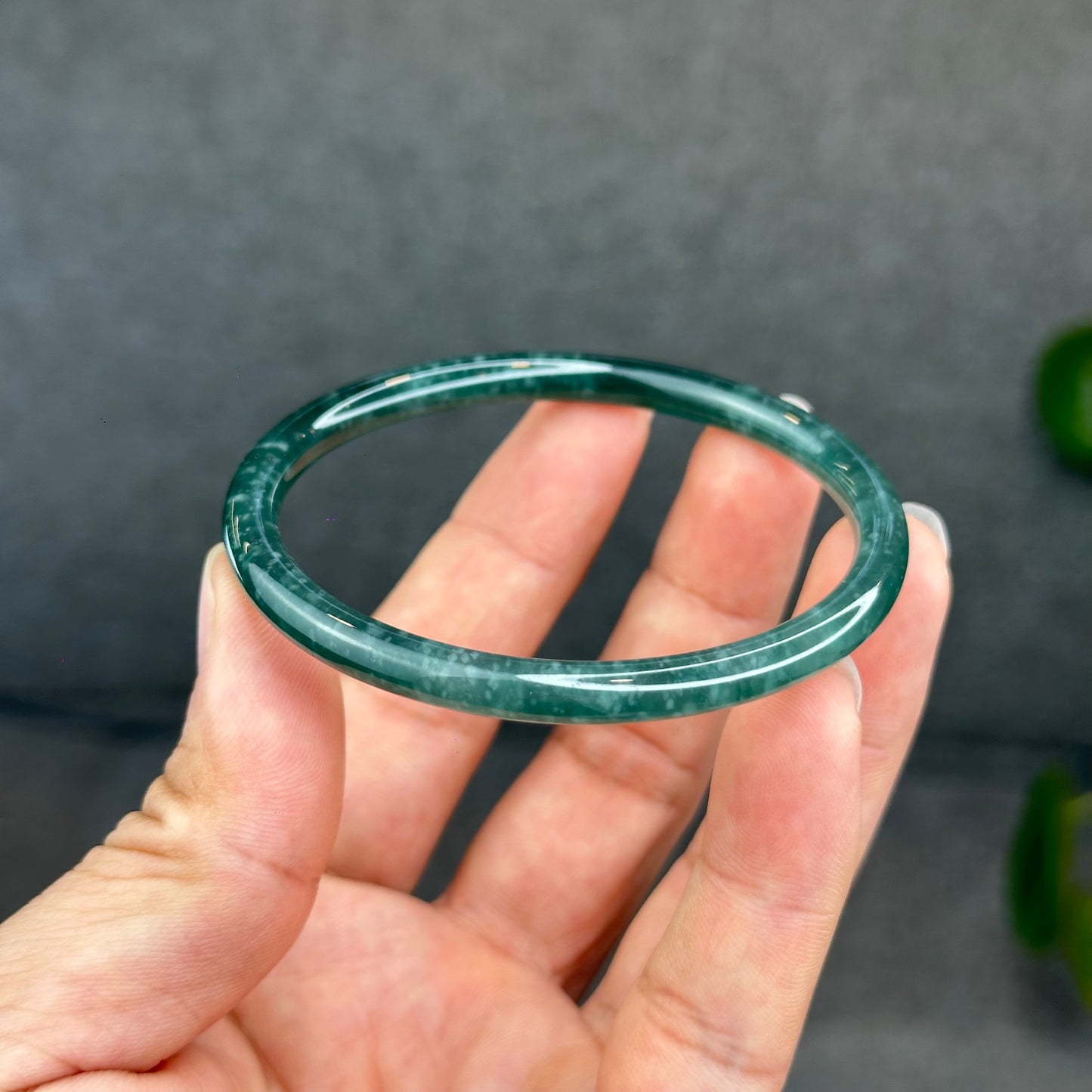 Natural Green Jadeite Jade Type A Bangle Chopstick Style Size 58 mm