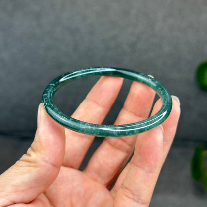 Natural Green Jadeite Jade Type A Bangle Chopstick Style Size 58 mm