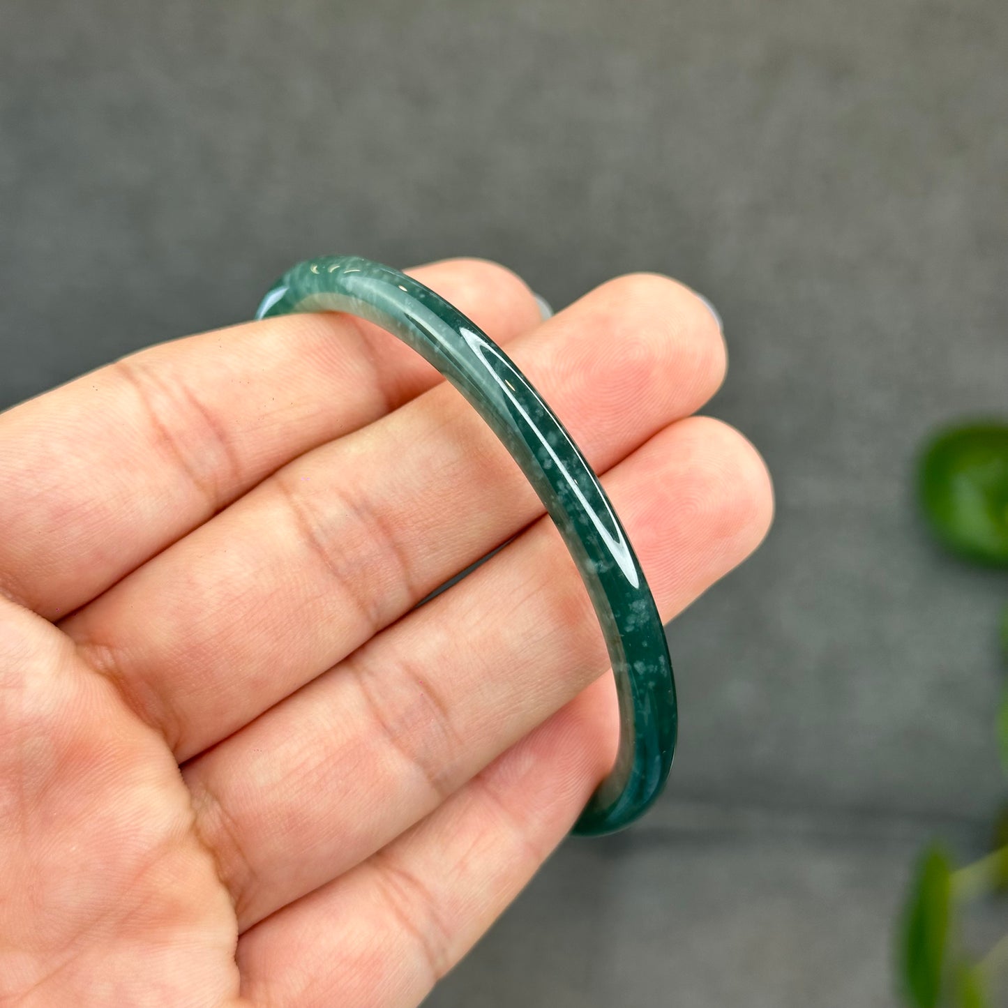 Natural Green Jadeite Jade Type A Bangle Chopstick Style Size 58 mm