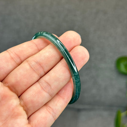 Natural Green Jadeite Jade Type A Bangle Chopstick Style Size 58 mm