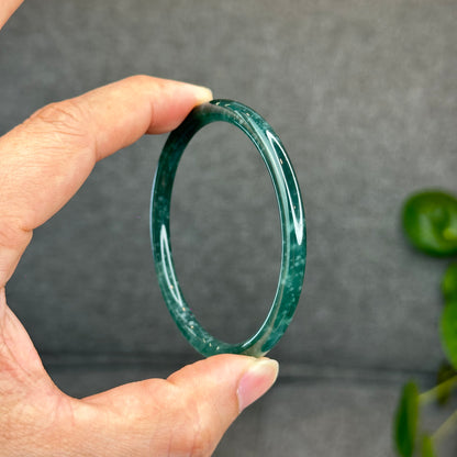 Natural Green Jadeite Jade Type A Bangle Chopstick Style Size 58 mm