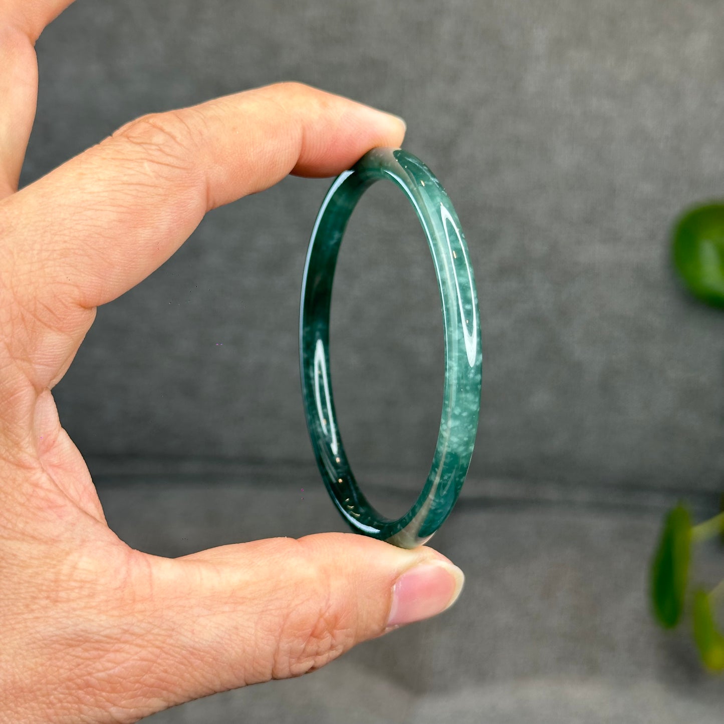 Natural Green Jadeite Jade Type A Bangle Chopstick Style Size 58 mm