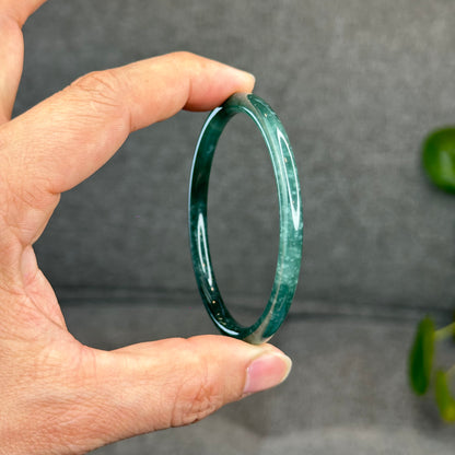 Natural Green Jadeite Jade Type A Bangle Chopstick Style Size 58 mm