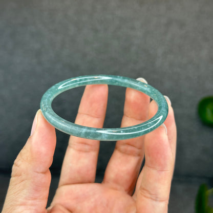 Natural Green Jadeite Jade Type A Bangle Chopstick Style Size 57 mm