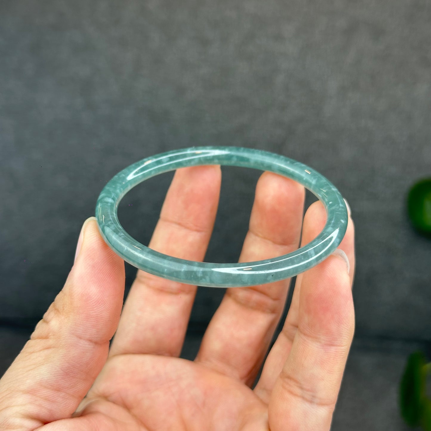 Natural Green Jadeite Jade Type A Bangle Chopstick Style Size 57 mm