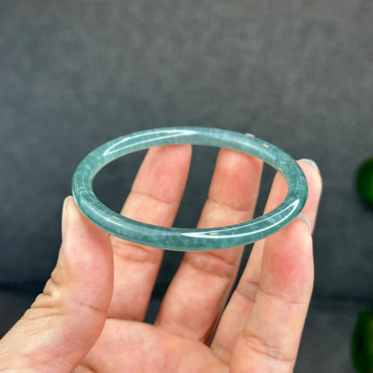 Natural Green Jadeite Jade Type A Bangle Chopstick Style Size 57 mm