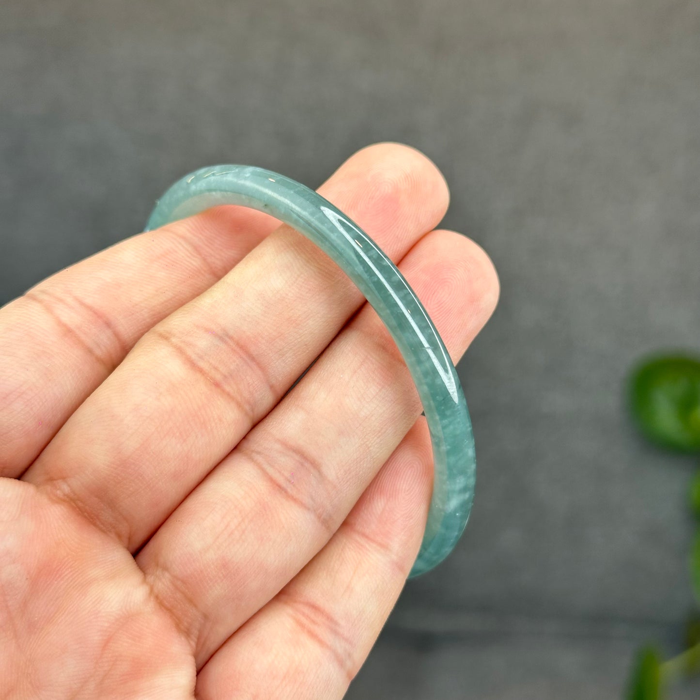 Natural Green Jadeite Jade Type A Bangle Chopstick Style Size 57 mm