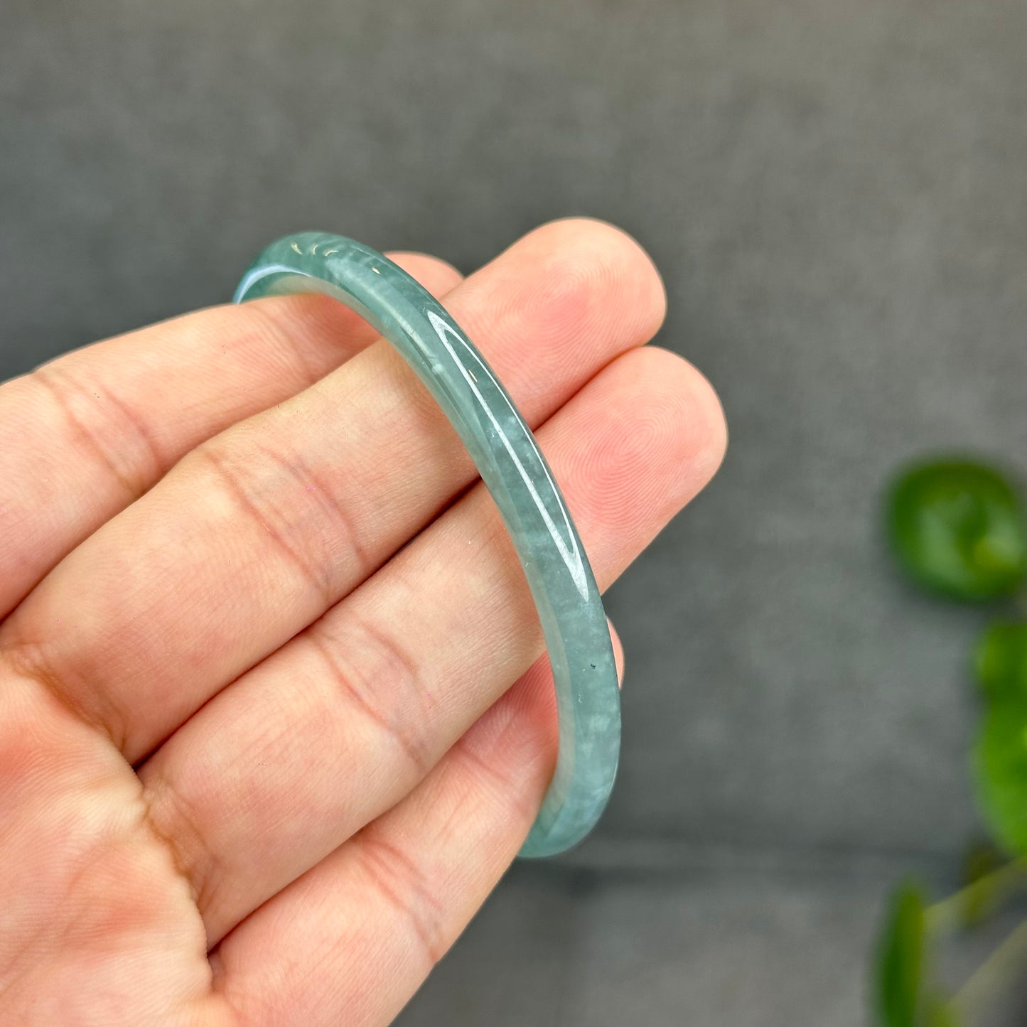 Natural Green Jadeite Jade Type A Bangle Chopstick Style Size 57 mm