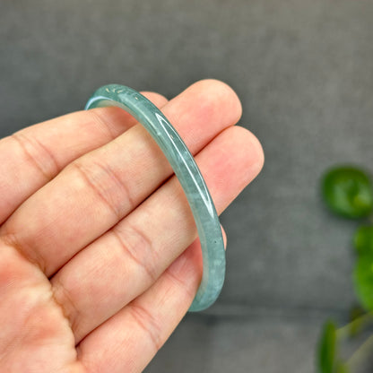 Natural Green Jadeite Jade Type A Bangle Chopstick Style Size 57 mm