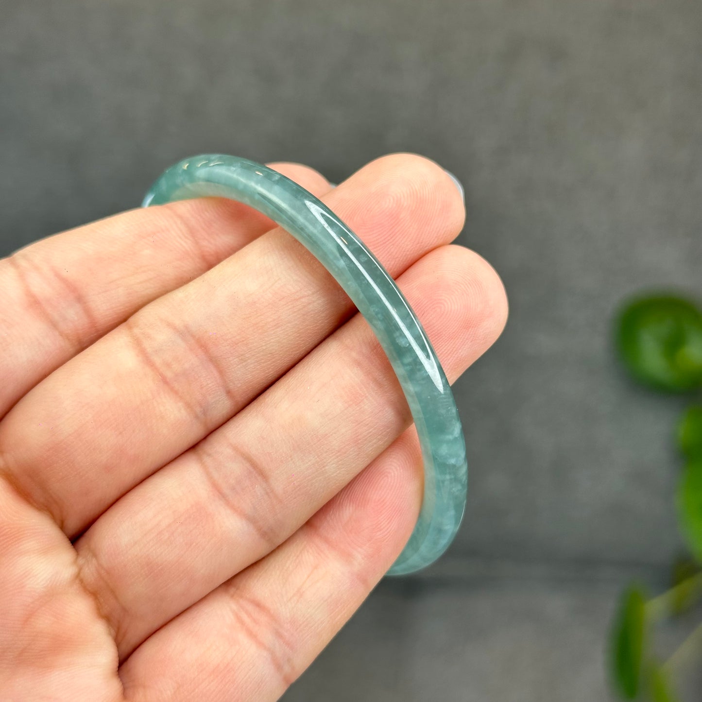 Natural Green Jadeite Jade Type A Bangle Chopstick Style Size 57 mm