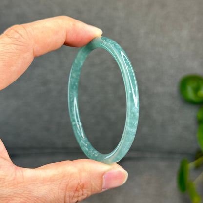 Natural Green Jadeite Jade Type A Bangle Chopstick Style Size 57 mm