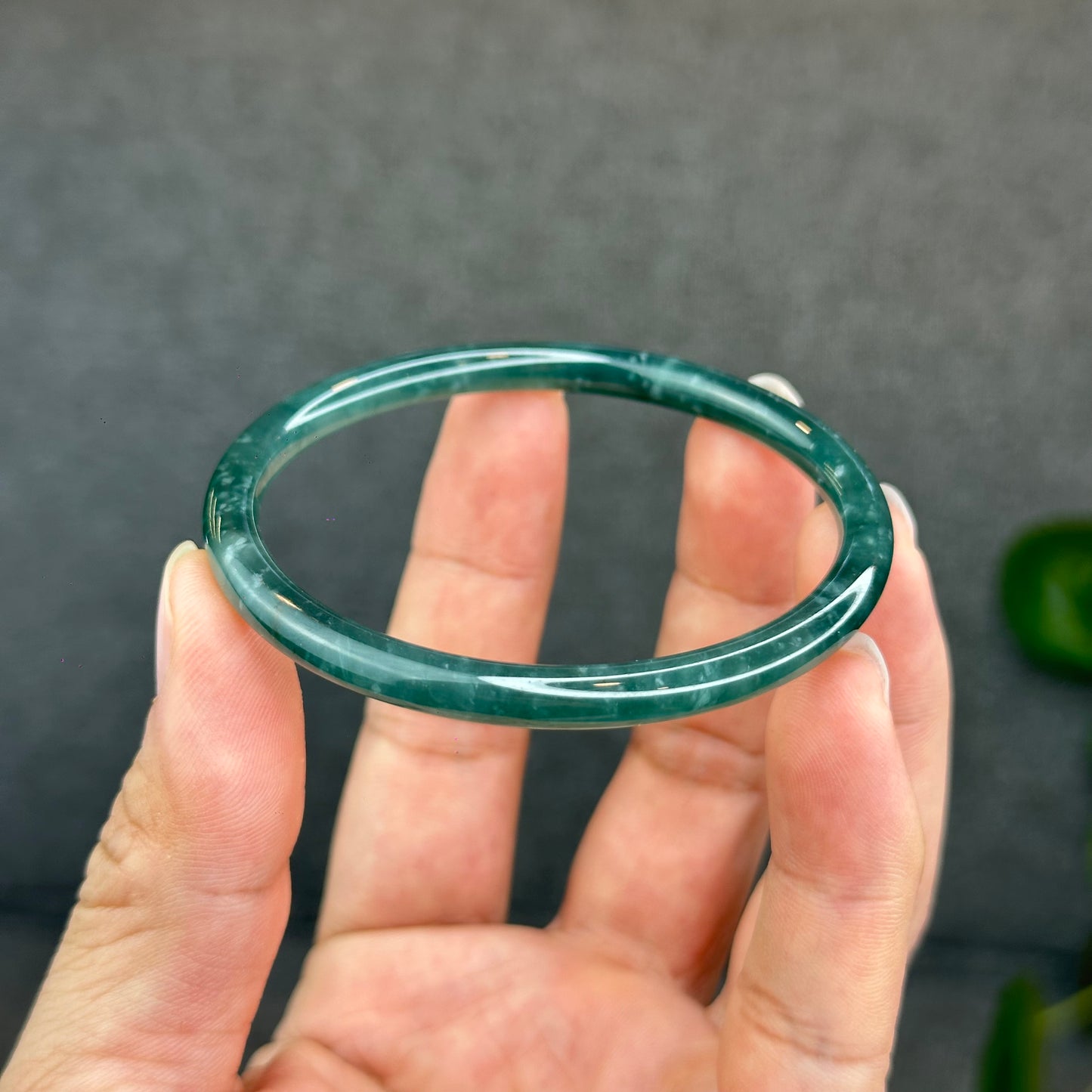 Natural Green Jadeite Jade Type A Bangle Chopstick Style Size 57.7 mm
