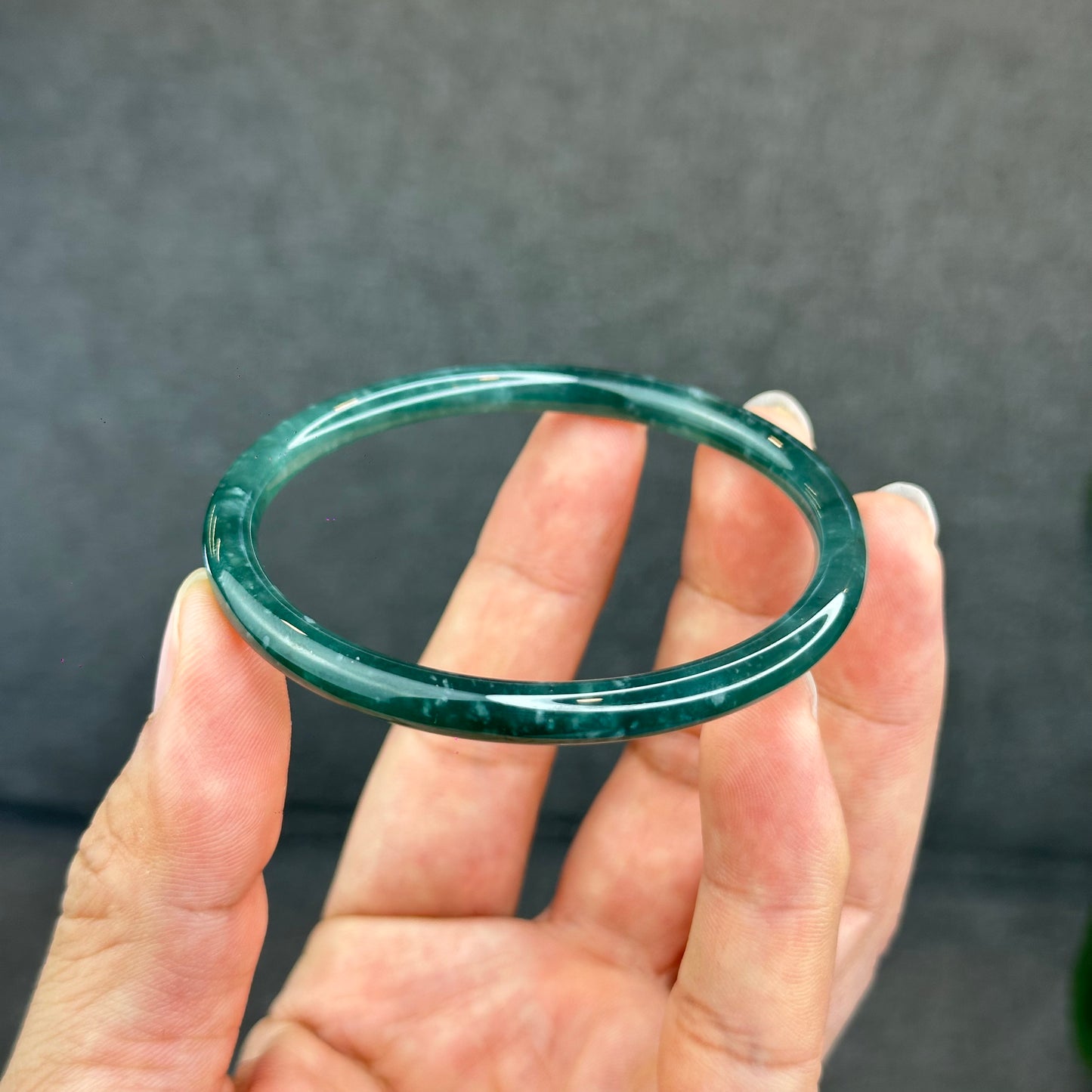 Natural Green Jadeite Jade Type A Bangle Chopstick Style Size 57.7 mm