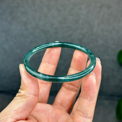 Natural Green Jadeite Jade Type A Bangle Chopstick Style Size 57.7 mm