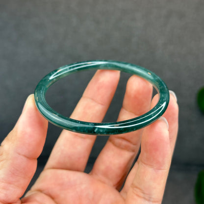 Natural Green Jadeite Jade Type A Bangle Chopstick Style Size 57.7 mm