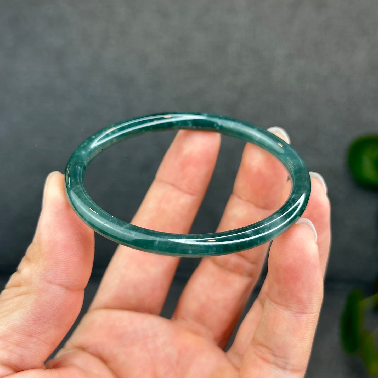 Natural Green Jadeite Jade Type A Bangle Chopstick Style Size 57.7 mm