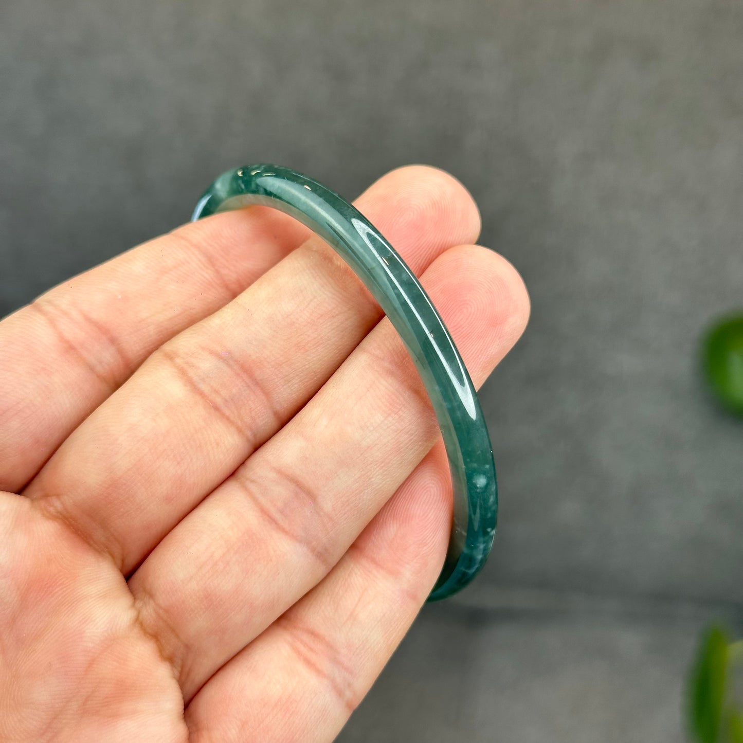 Natural Green Jadeite Jade Type A Bangle Chopstick Style Size 57.7 mm