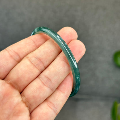 Natural Green Jadeite Jade Type A Bangle Chopstick Style Size 57.7 mm