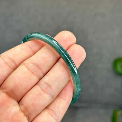 Natural Green Jadeite Jade Type A Bangle Chopstick Style Size 57.7 mm