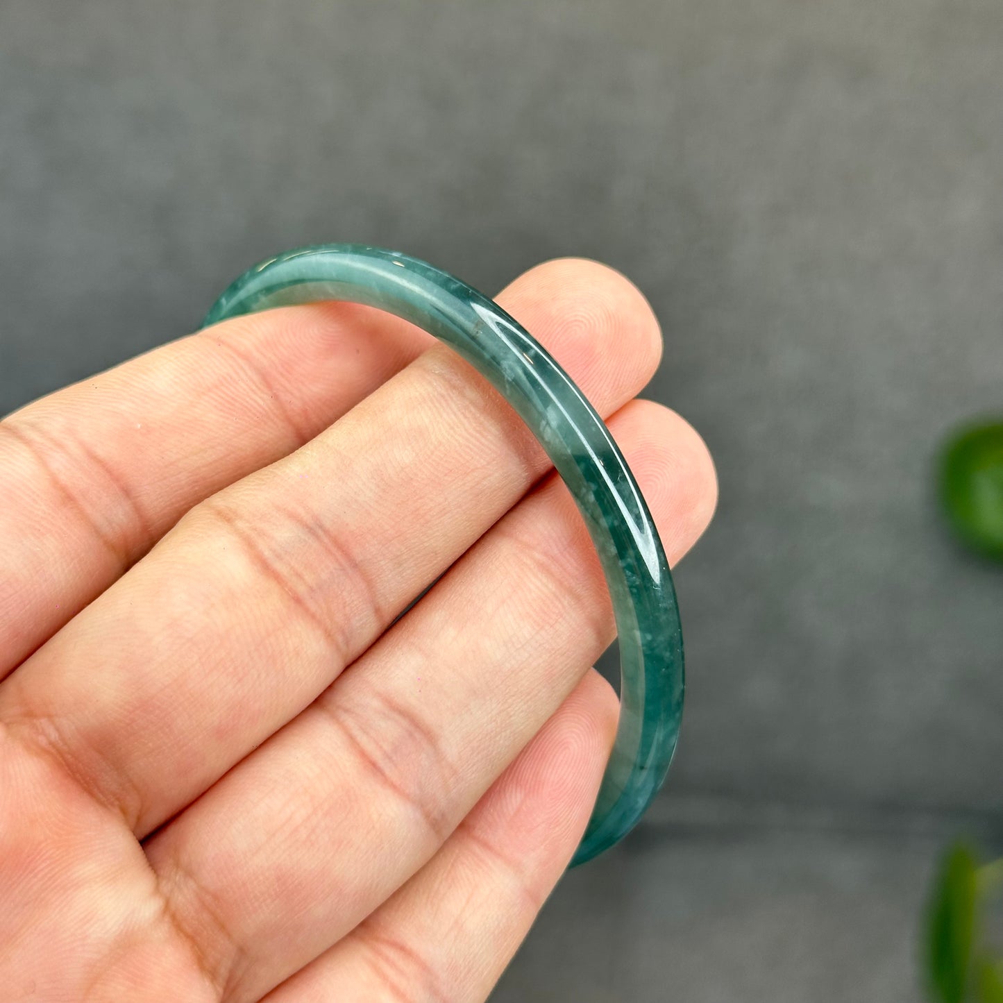 Natural Green Jadeite Jade Type A Bangle Chopstick Style Size 57.7 mm